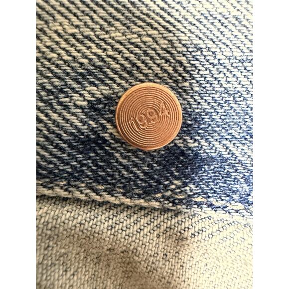 Old Navy Blue Denim Jacket Womens Medium Light Wash Trucker Distressed 1984 - Picture 8 of 13